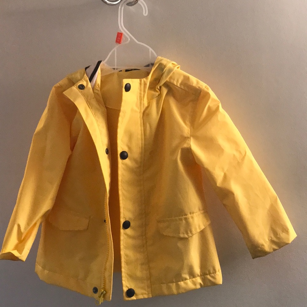 Yellow rain coat, lined.
